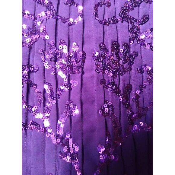 Roaman's Purple Sparkly Pleated Long Sleeve Blouse Size 30W - Picture 11 of 12